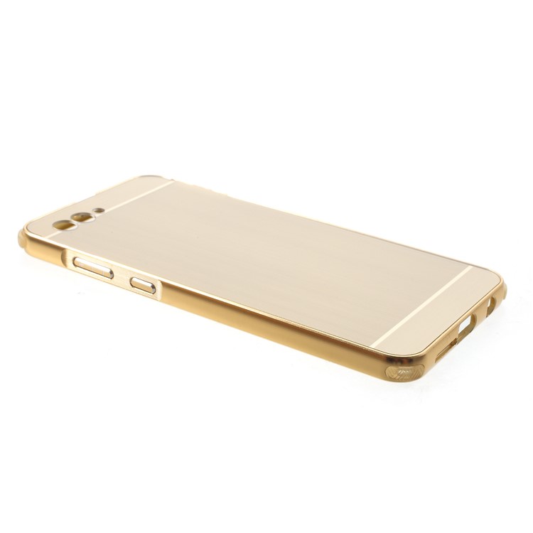 Slide-on Drop-proof Brushed PC Plate + Metal Bumper Hybrid Phone Case for Huawei nova 2s - Gold-4