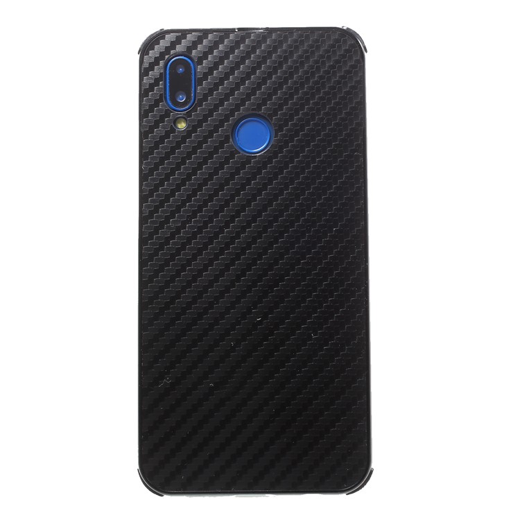 Slide-on Drop-proof Carbon Fibre PC Plate + Metal Bumper Hybrid Shell Case for Huawei P20 Lite / Nova 3e - Black-1