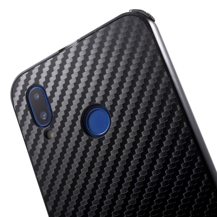 Slide-on Drop-proof Carbon Fibre PC Plate + Metal Bumper Hybrid Shell Case for Huawei P20 Lite / Nova 3e - Black-5
