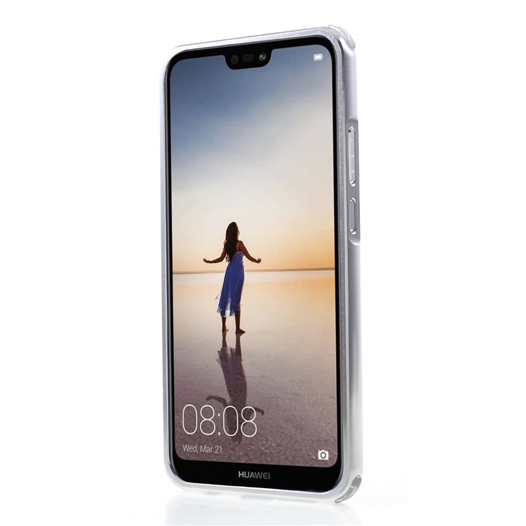 Slide-on Drop-proof Carbon Fibre PC Plate + Metal Bumper Combo Case for Huawei P20 Lite / Nova 3e - Silver-2