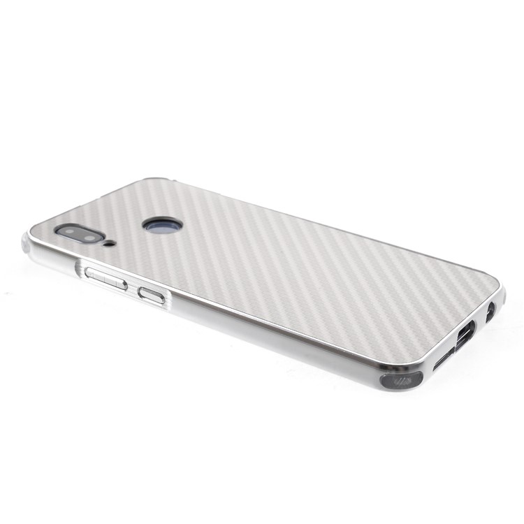 Slide-on Drop-proof Carbon Fibre PC Plate + Metal Bumper Combo Case for Huawei P20 Lite / Nova 3e - Silver-4