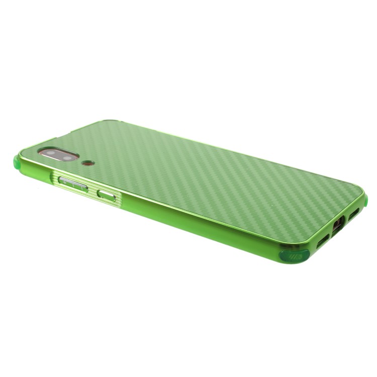 Slide-on Carbon Fiber PC Plate + Metal Bumper Hybrid Drop-proof Case for Huawei P20 - Green-3