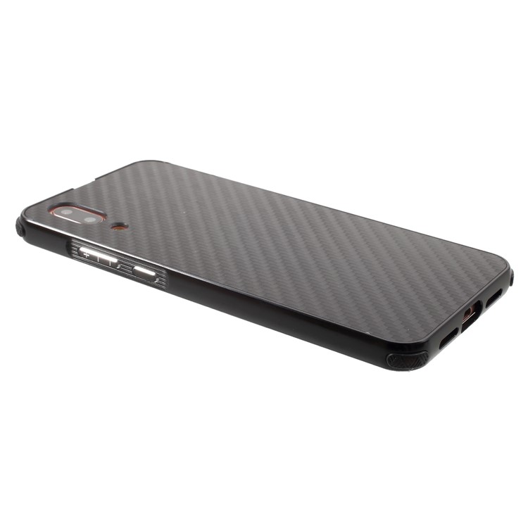 Slide-on Carbon Fiber PC Plate + Metal Bumper Hybrid Drop-proof Cover for Huawei P20 - Black-4