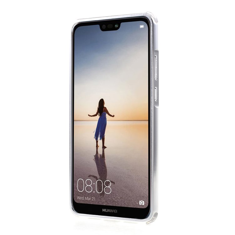Slide-on Carbon Fiber PC Plate + Metal Bumper Hybrid Drop-proof Phone Case for Huawei P20 - Silver-2