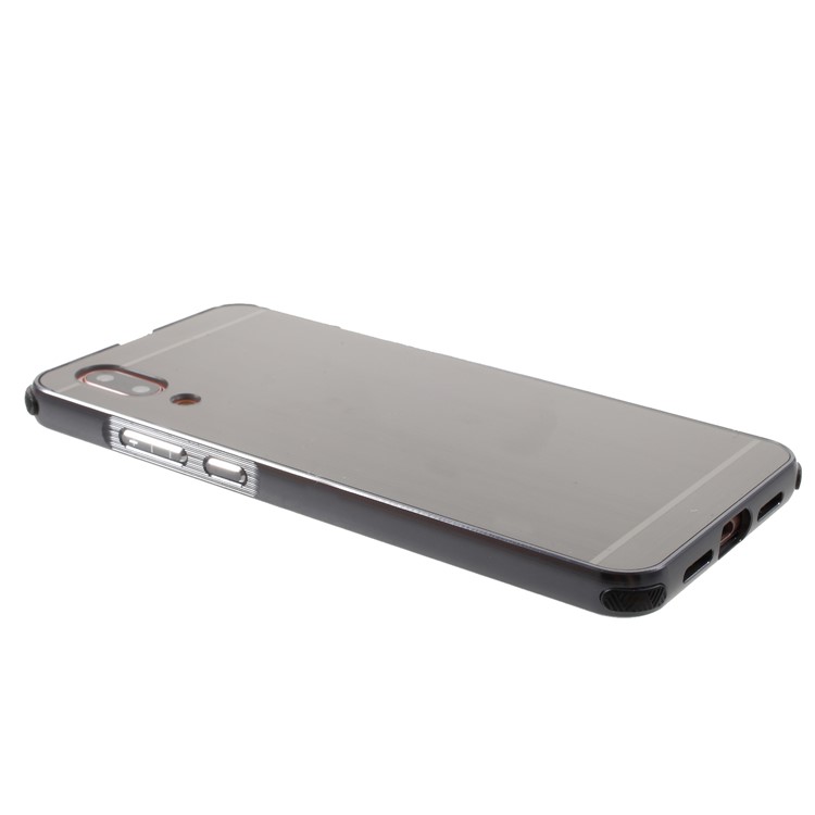 Plated Aluminum Alloy Bumper + Brushed PC Plate Drop-proof Back Case for Huawei P20 - Grey-3