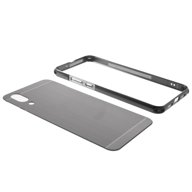 Plated Aluminum Alloy Bumper + Brushed PC Plate Drop-proof Back Case for Huawei P20 - Grey-6