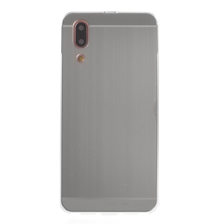 Plated Aluminum Alloy Bumper + Brushed PC Plate Drop-proof Back Cover for Huawei P20 - Silver-1