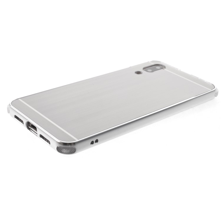 Plated Aluminum Alloy Bumper + Brushed PC Plate Drop-proof Back Cover for Huawei P20 - Silver-4