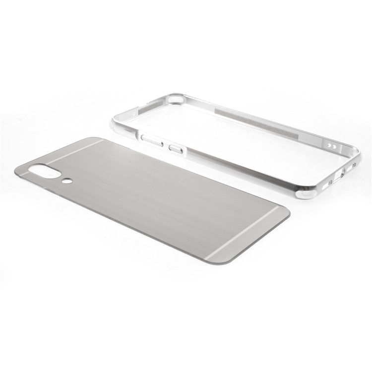 Plated Aluminum Alloy Bumper + Brushed PC Plate Drop-proof Back Cover for Huawei P20 - Silver-5