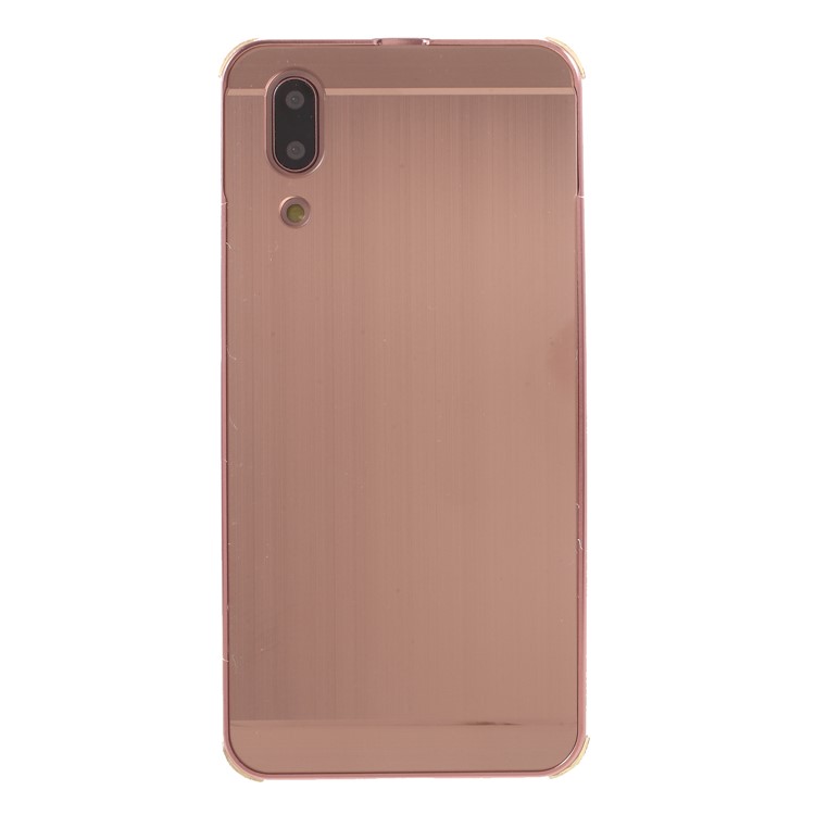 Plated Aluminum Alloy Bumper + Brushed PC Plate Drop-proof Phone Shell for Huawei P20 - Rose Gold-1