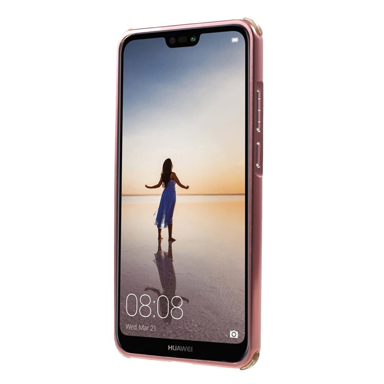 Plated Aluminum Alloy Bumper + Brushed PC Plate Drop-proof Phone Shell for Huawei P20 - Rose Gold-2
