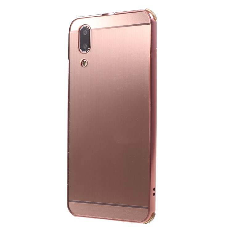 Plated Aluminum Alloy Bumper + Brushed PC Plate Drop-proof Phone Shell for Huawei P20 - Rose Gold-3
