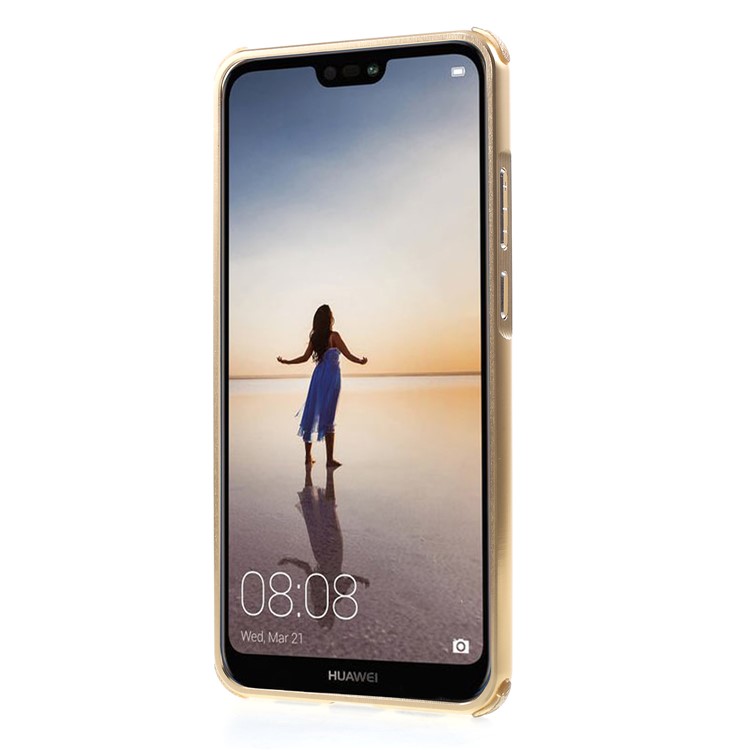Plated Aluminum Alloy Bumper + Brushed PC Plate Drop-proof Cover Case for Huawei P20 - Gold-2