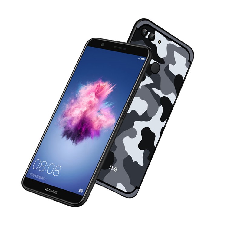 NXE Camouflage Kickstand PC TPU Hybrid Case for Huawei P Smart / Enjoy 7S - Grey-1