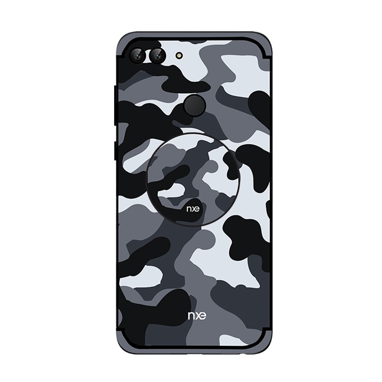 NXE Camouflage Kickstand PC TPU Hybrid Case for Huawei P Smart / Enjoy 7S - Grey-2