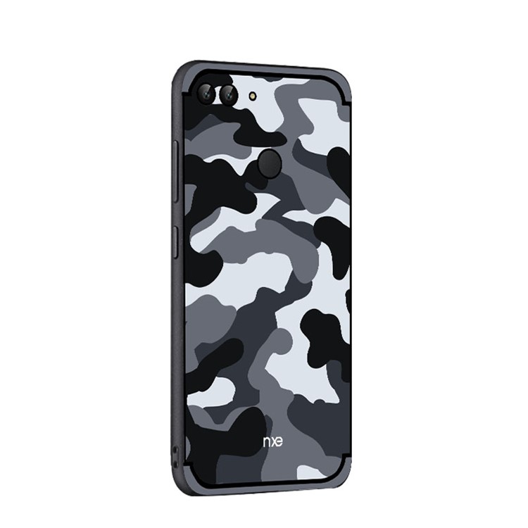 NXE Camouflage Kickstand PC TPU Hybrid Case for Huawei P Smart / Enjoy 7S - Grey-4