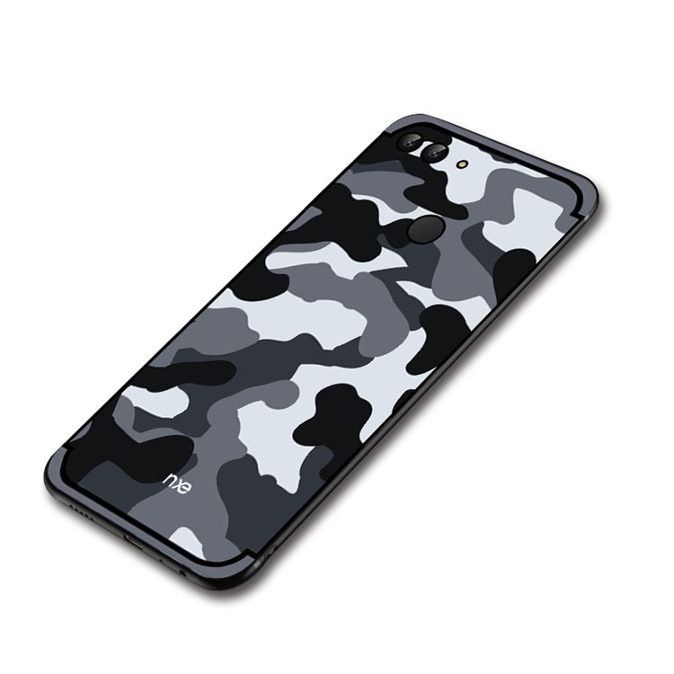 NXE Camouflage Kickstand PC TPU Hybrid Case for Huawei P Smart / Enjoy 7S - Grey-5