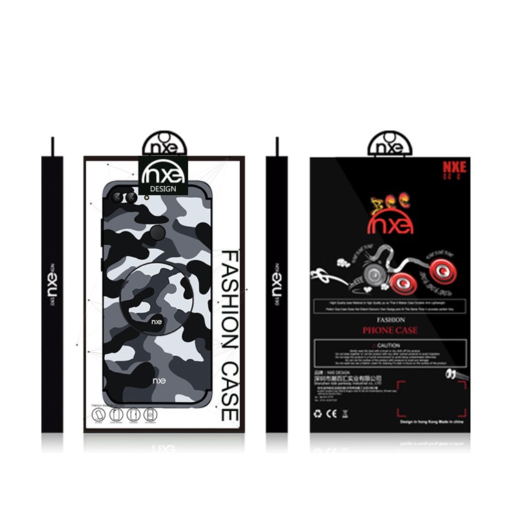 NXE Camouflage Kickstand PC TPU Hybrid Case for Huawei P Smart / Enjoy 7S - Grey-6