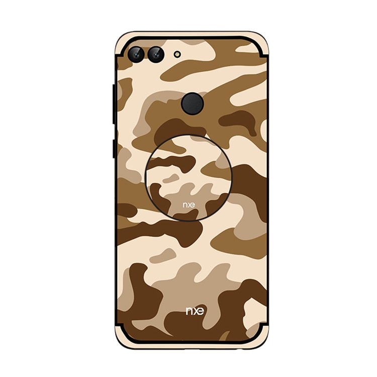 NXE Camouflage Kickstand PC TPU Hybrid Cover for Huawei P Smart / Enjoy 7S - Brown-2