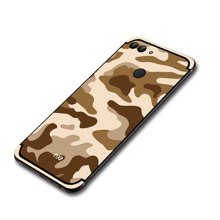 NXE Camouflage Kickstand PC TPU Hybrid Cover for Huawei P Smart / Enjoy 7S - Brown-5