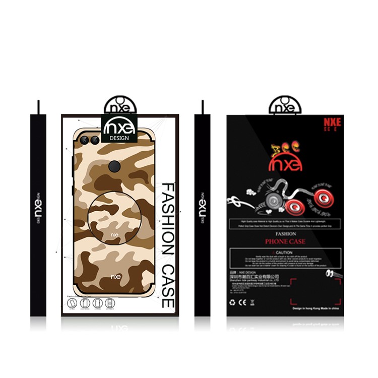 NXE Camouflage Kickstand PC TPU Hybrid Cover for Huawei P Smart / Enjoy 7S - Brown-6