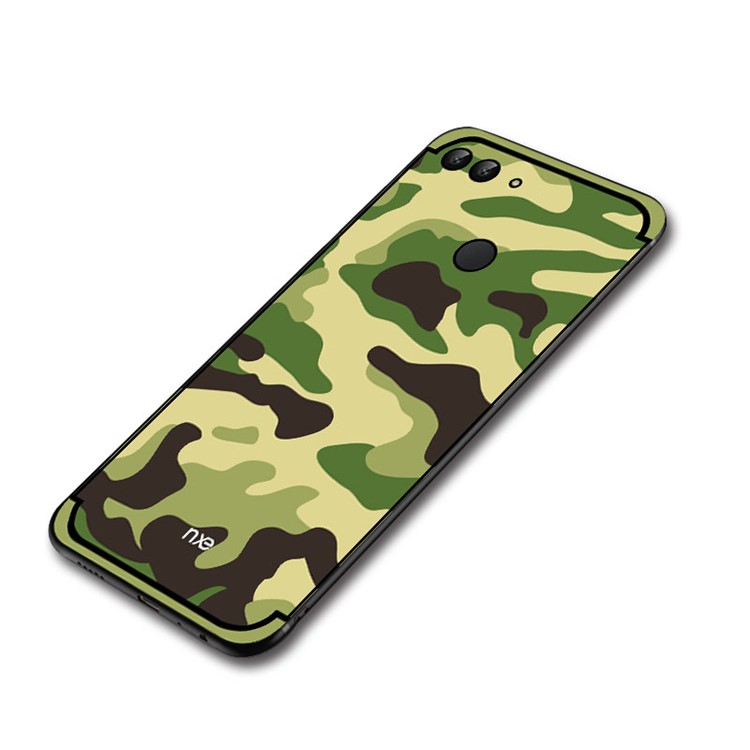 NXE Camouflage Kickstand PC TPU Hybrid Case Cover for Huawei P Smart / Enjoy 7S - Green-5