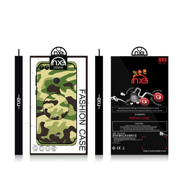 NXE Camouflage Kickstand PC TPU Hybrid Case Cover for Huawei P Smart / Enjoy 7S - Green-6