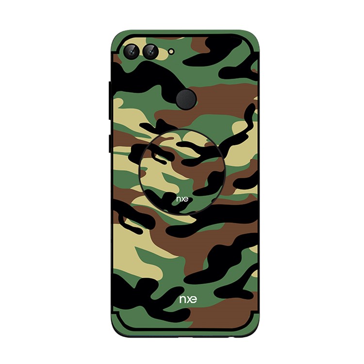 NXE Camouflage Kickstand PC TPU Hybrid Casing Cover for Huawei P Smart / Enjoy 7S - Army Green-2