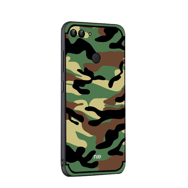 NXE Camouflage Kickstand PC TPU Hybrid Casing Cover for Huawei P Smart / Enjoy 7S - Army Green-4
