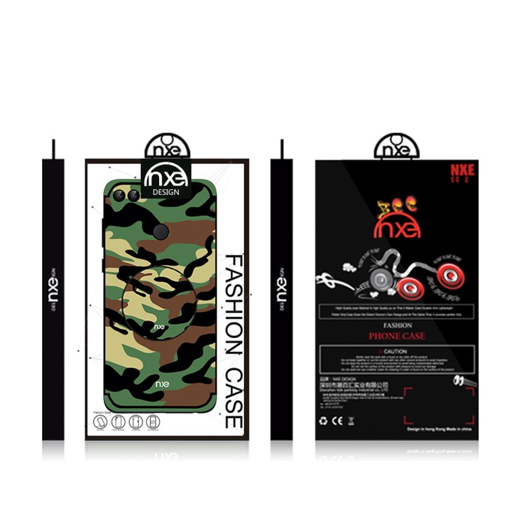 NXE Camouflage Kickstand PC TPU Hybrid Casing Cover for Huawei P Smart / Enjoy 7S - Army Green-6