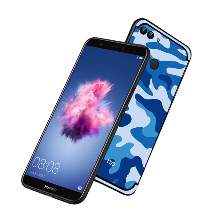 NXE Camouflage Kickstand PC TPU Hybrid Shell for Huawei P Smart / Enjoy 7S - Blue-1