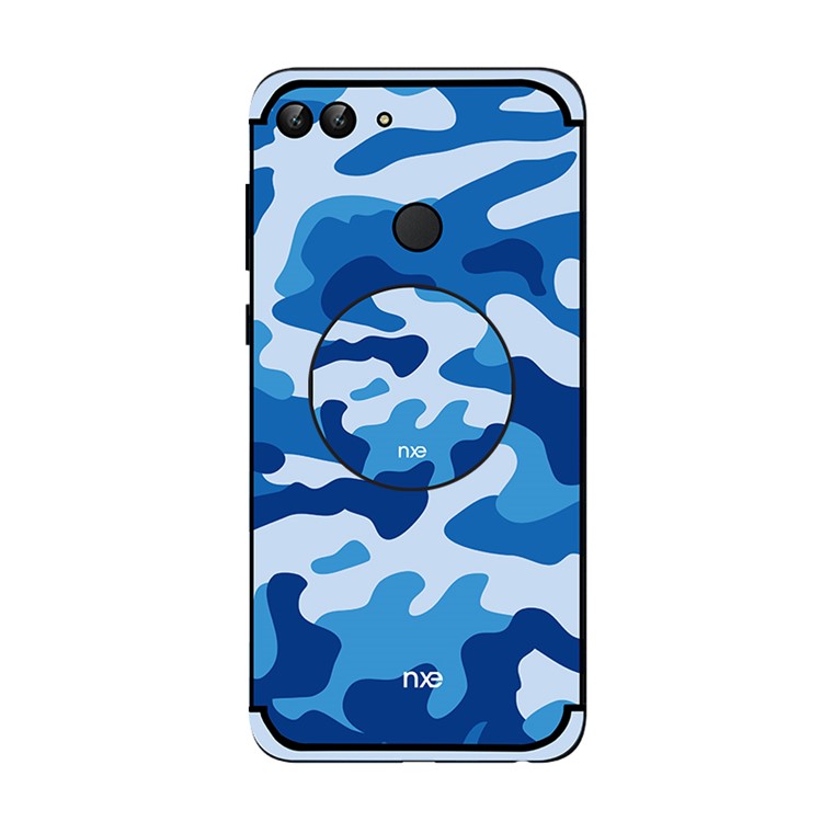 NXE Camouflage Kickstand PC TPU Hybrid Shell for Huawei P Smart / Enjoy 7S - Blue-2