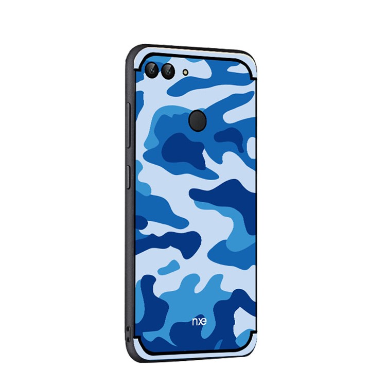 NXE Camouflage Kickstand PC TPU Hybrid Shell for Huawei P Smart / Enjoy 7S - Blue-4