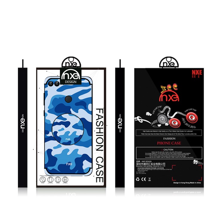 NXE Camouflage Kickstand PC TPU Hybrid Shell for Huawei P Smart / Enjoy 7S - Blue-6