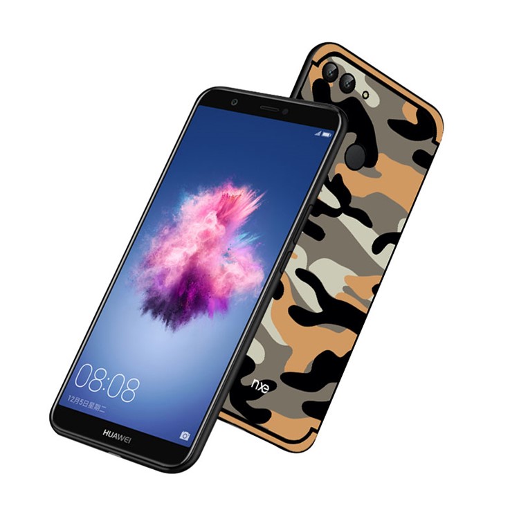 NXE Camouflage Kickstand PC TPU Hybrid Phone Case for Huawei P Smart / Enjoy 7S - Orange-1