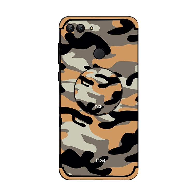 NXE Camouflage Kickstand PC TPU Hybrid Phone Case for Huawei P Smart / Enjoy 7S - Orange-2