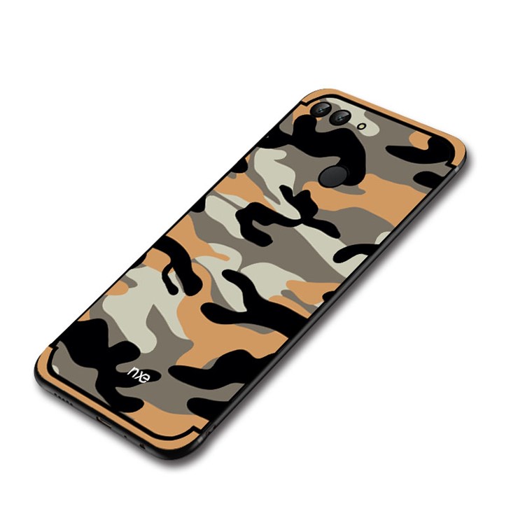 NXE Camouflage Kickstand PC TPU Hybrid Phone Case for Huawei P Smart / Enjoy 7S - Orange-5