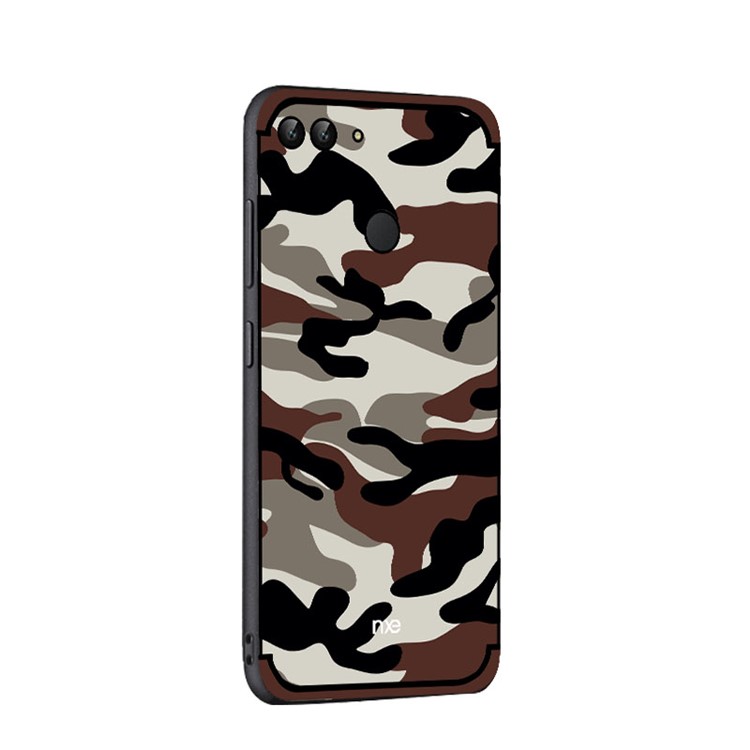NXE Camouflage Kickstand PC TPU Hybrid Phone Cover for Huawei P Smart / Enjoy 7S - Coffee-4