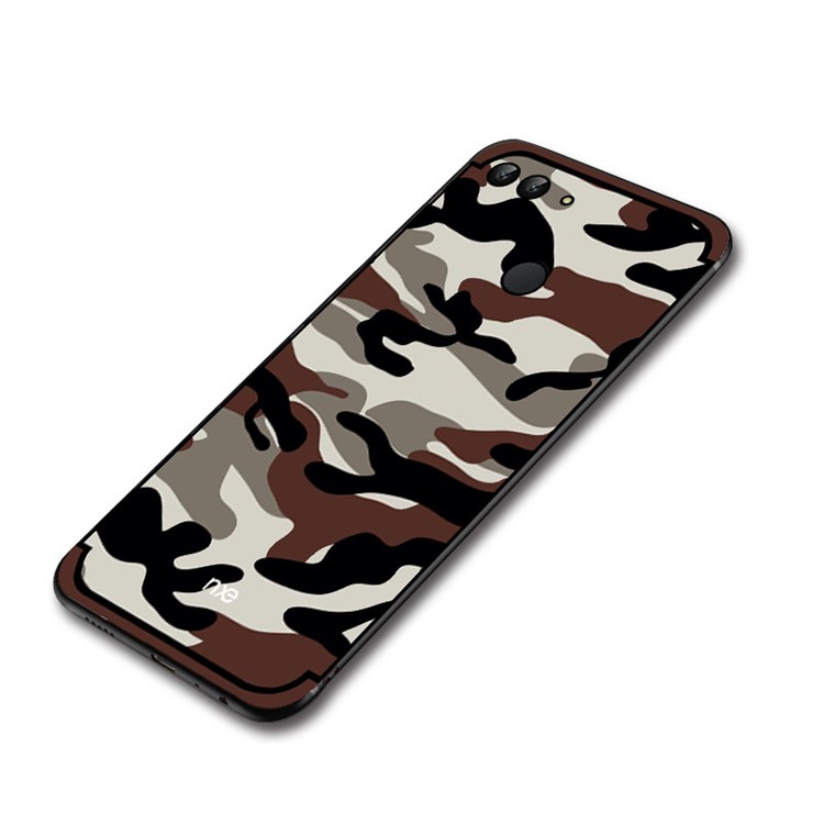 NXE Camouflage Kickstand PC TPU Hybrid Phone Cover for Huawei P Smart / Enjoy 7S - Coffee-5