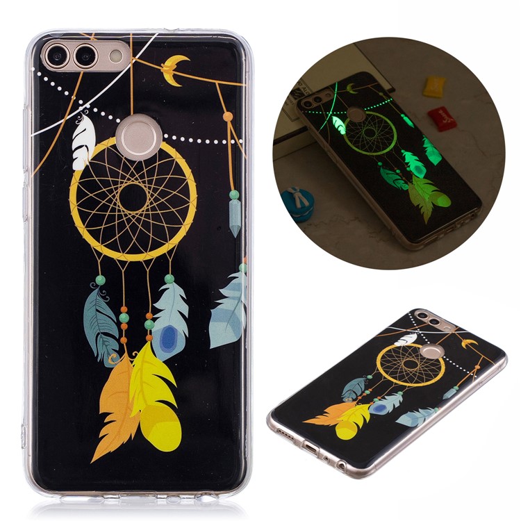 Patrón Luminoso IMD Impresión Caja Del Teléfono TPU Para Huawei P Inteligente / Enjoy 7S - Atrapasueños-1