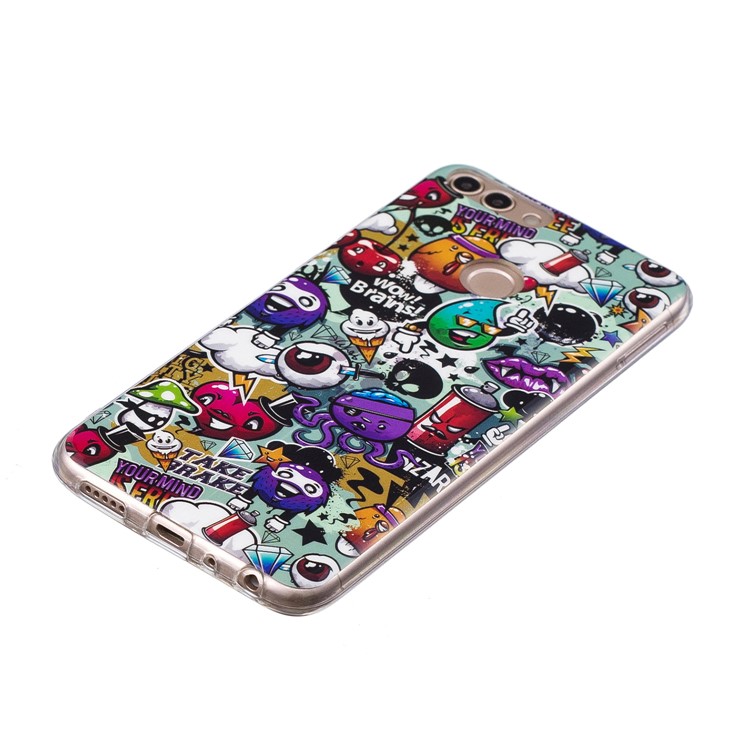 Luminous IMD Pattern Printing TPU Phone Shell for Huawei P Smart/Enjoy 7S - Cartoon Pattern-2