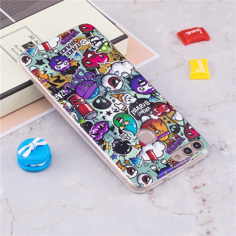Luminous IMD Pattern Printing TPU Phone Shell for Huawei P Smart/Enjoy 7S - Cartoon Pattern-5