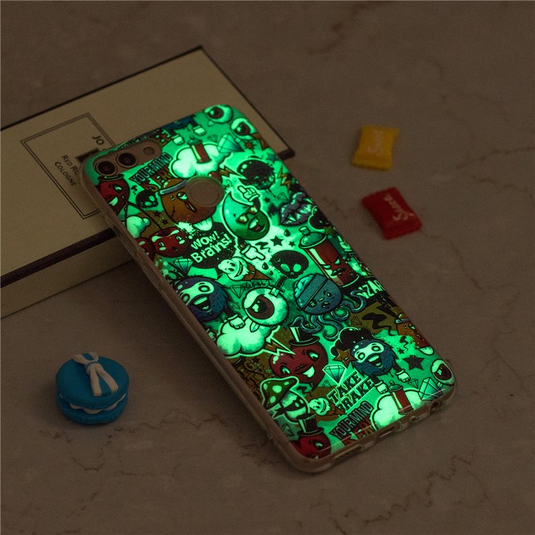 Luminous IMD Pattern Printing TPU Phone Shell for Huawei P Smart/Enjoy 7S - Cartoon Pattern-6