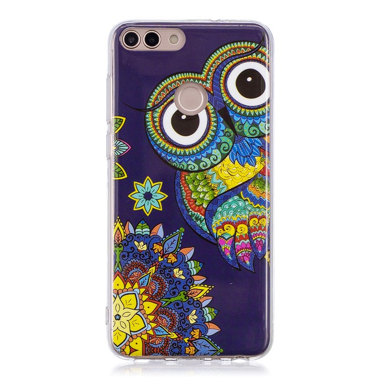 Luminous IMD Pattern Printing TPU Phone Casing for Huawei P Smart/Enjoy 7S - Colorized Owl-1