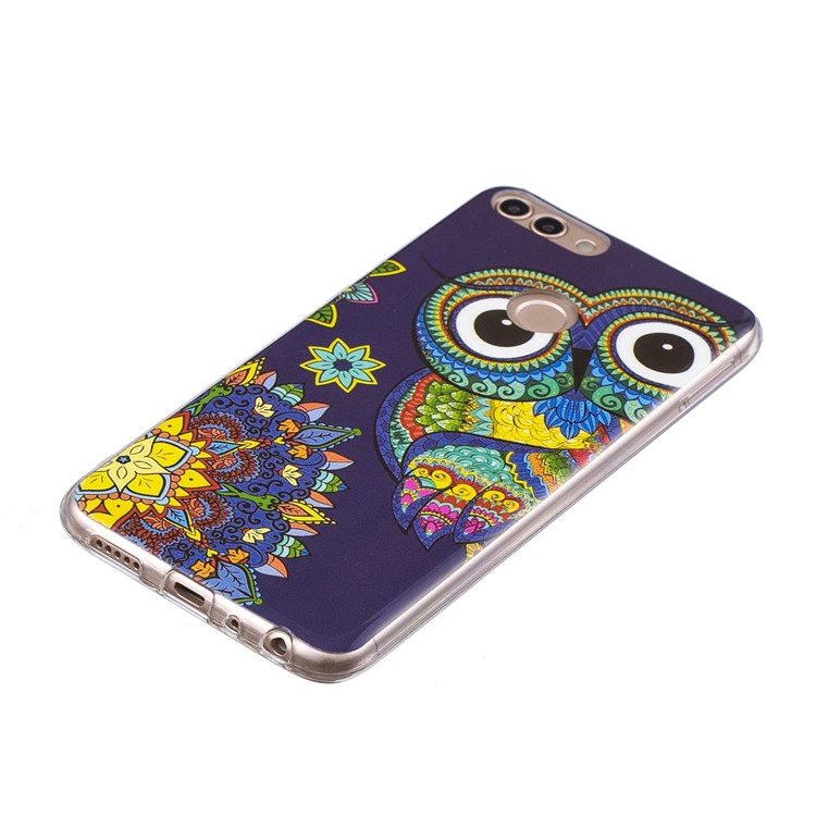Luminous IMD Pattern Printing TPU Phone Casing for Huawei P Smart/Enjoy 7S - Colorized Owl-2