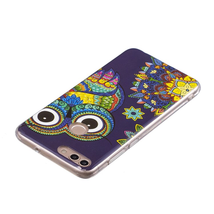 Luminous IMD Pattern Printing TPU Phone Casing for Huawei P Smart/Enjoy 7S - Colorized Owl-3