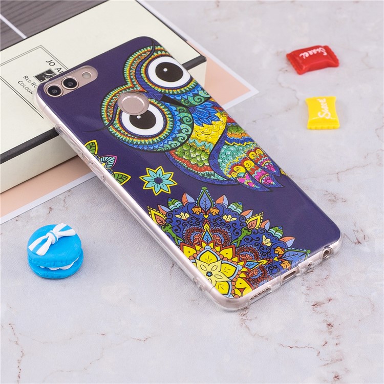 Luminous IMD Pattern Printing TPU Phone Casing for Huawei P Smart/Enjoy 7S - Colorized Owl-4