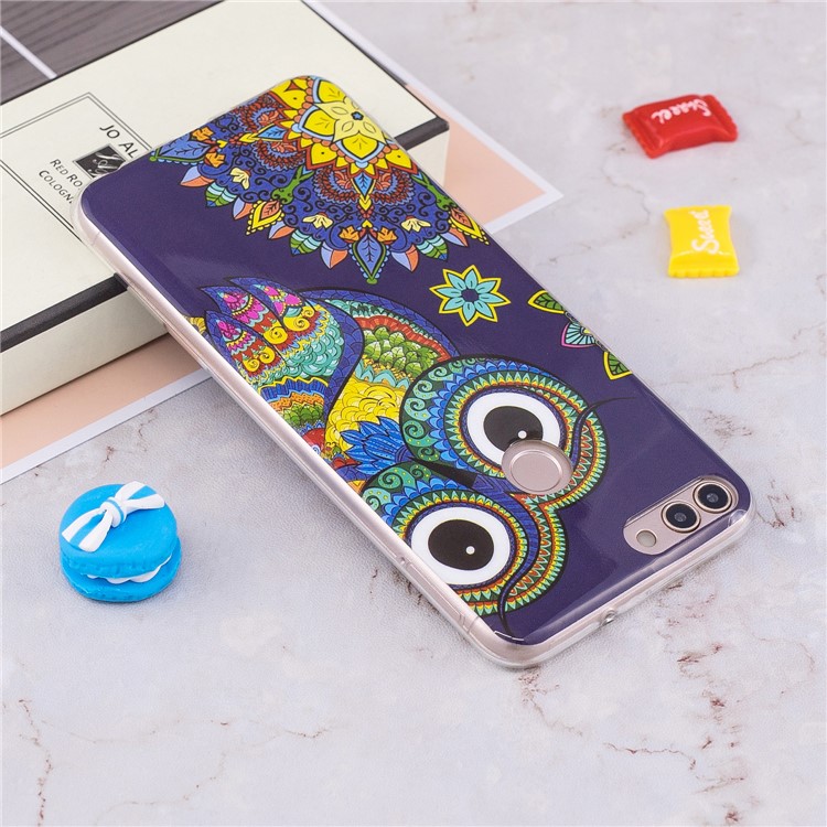 Luminous IMD Pattern Printing TPU Phone Casing for Huawei P Smart/Enjoy 7S - Colorized Owl-5