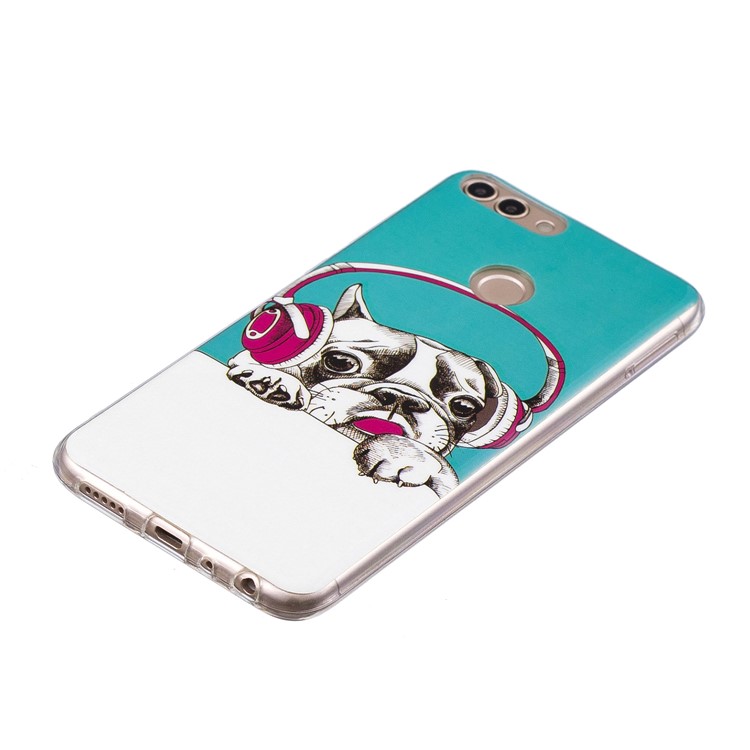 Luminous IMD Pattern Printing TPU Mobile Phone Case for Huawei P Smart/Enjoy 7S - Dog Listening to Music-2