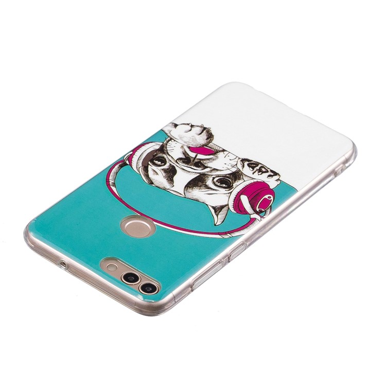Luminous IMD Pattern Printing TPU Mobile Phone Case for Huawei P Smart/Enjoy 7S - Dog Listening to Music-3